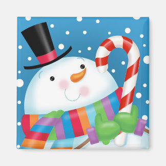 Snowman and Candy Cane magnet