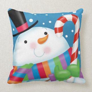 Snowman and Candy Cane Pillow