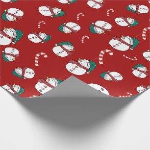 Snowman and Candy Canes Christmas Wrapping Paper