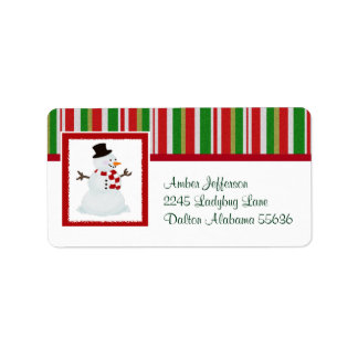Snowman And Candy Stripe Address Labels