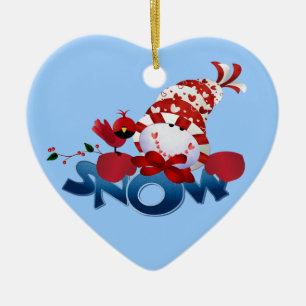 Snowman and Cardinal Keepsake Ornament