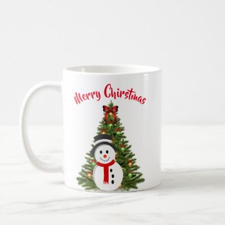 Snowman and Christmas Tree Coffee Mug