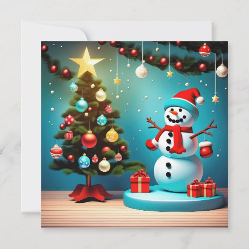 Snowman and Christmas tree Invitation