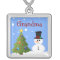 Snowman and Christmas Tree Personalized Necklace