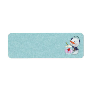 SNOWMAN AND COCOA MUG ADDRESS LABELS