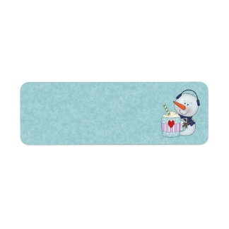 SNOWMAN AND COCOA MUG ADDRESS LABELS