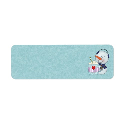 SNOWMAN AND COCOA MUG ADDRESS LABELS