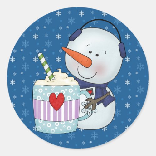 SNOWMAN AND COCOA MUG STICKERS