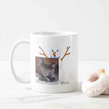 Snowman and Customizable Kitty Coffee Mug