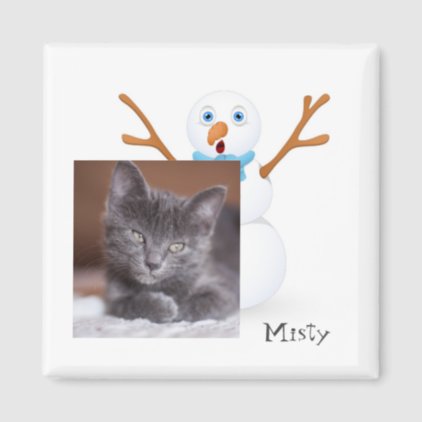 Snowman and Customizable Kitty Magnet