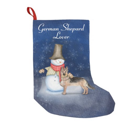 Snowman and Dog _ German Shephard Lover Small Christmas Stocking