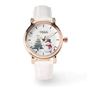 Snowman and Evergreen Watch