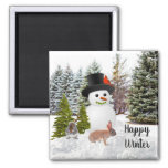 Snowman And Friends Happy Winter Season Fridge Magnet at Zazzle