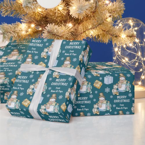 Snowman and Friends Kids Christmas Wrapping Paper