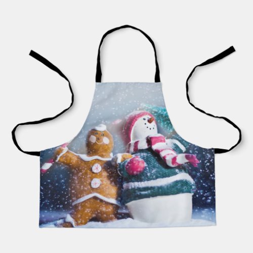 Snowman and gingerbread apron