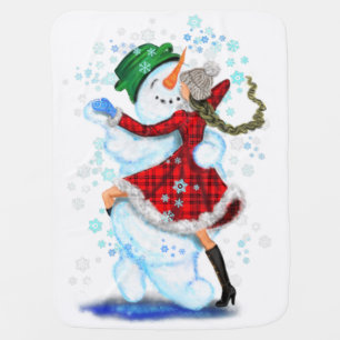 Snowman and Girl Dancers Baby Blanket