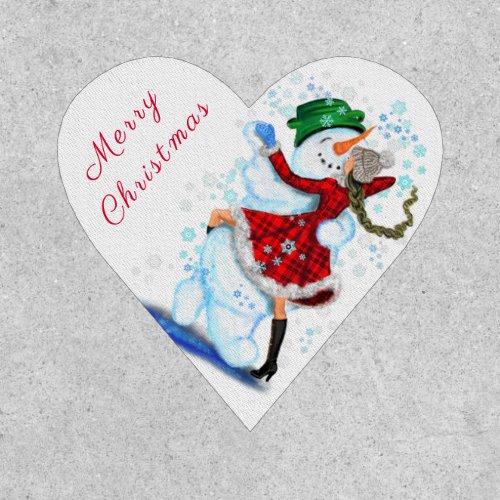 Snowman and Girl Dancers Christmas Patch
