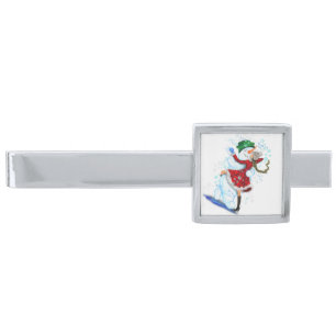 Snowman and Girl Dancers Christmas Tie Bar
