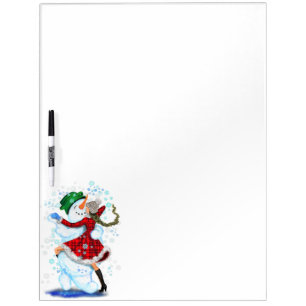 Snowman and Girl Dancers Dry Erase Board