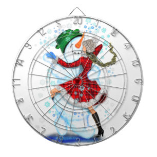 Snowman and Girl Dancers Funny Dart Board