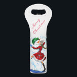 Snowman and Girl Dancets Christmas Wine Bag<br><div class="desc">Christmas Wine Tote Bags with Happy Snowman and Girl Dance Tango Christmas Party Funny Drawing Wine Bag - Customizable - or Choose / Add Your Unique Text / Name / Color - Make Your Special Gift - Resize and move or remove and add elements / text with Customization tool !...</div>