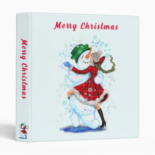 Snowman and Girl Dancing Christmas Binder Gift