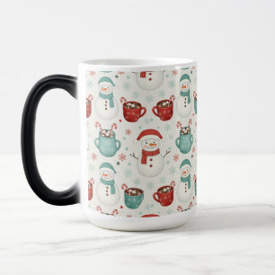 Snowman and Hot Cocoa Christmas Seamless Pattern Color Morph Mug