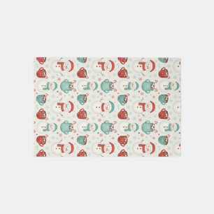 Snowman and Hot Cocoa Christmas Seamless Pattern Outdoor Rug