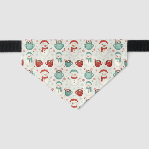 Snowman and Hot Cocoa Christmas Seamless Pattern Pet Bandana Collar