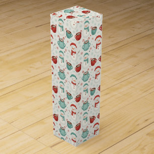 Snowman and Hot Cocoa Christmas Seamless Pattern Wine Box