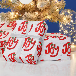 Snowman and Joy on Wood Wrapping Paper