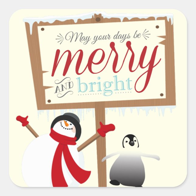 Snowman and Penguin Christmas Stickers (Front)