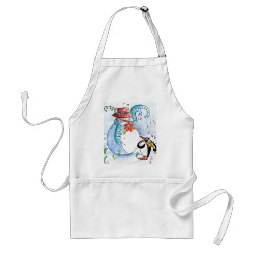 SNOWMAN AND PENGUINS WINTER SERENADE ADULT APRON