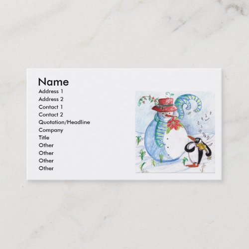 SNOWMAN AND PENGUINS WINTER SERENADE BUSINESS CARD