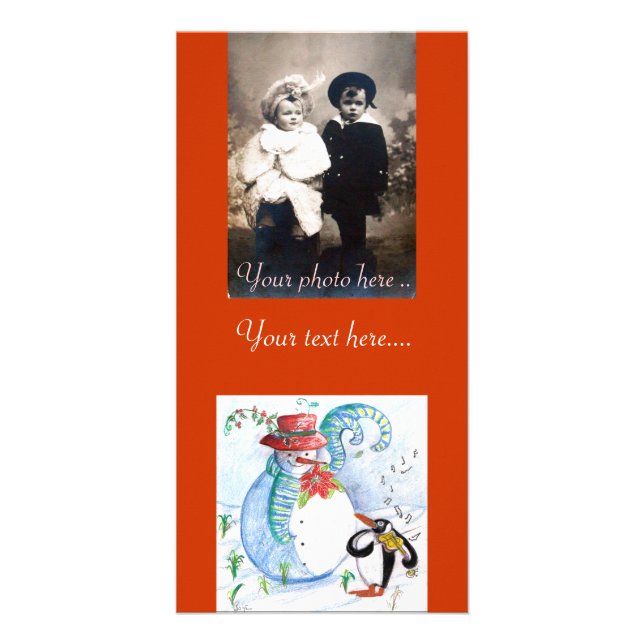 SNOWMAN AND PENGUIN'S WINTER SERENADE CARD (Front)