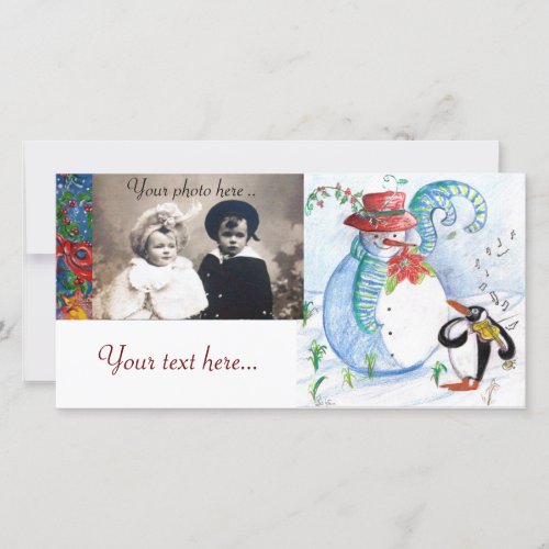 SNOWMAN AND PENGUINS WINTER SERENADE HOLIDAY CARD