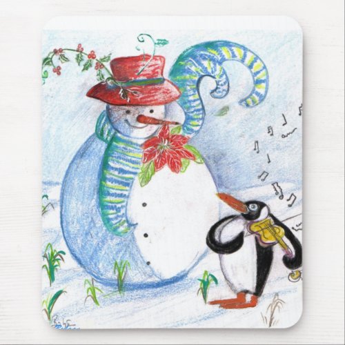 SNOWMAN AND PENGUINS WINTER SERENADE MOUSE PAD