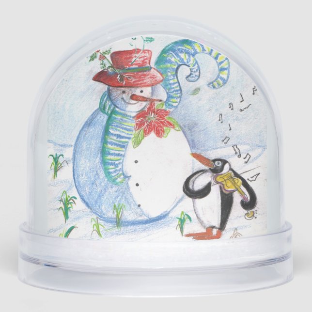 SNOWMAN AND PENGUIN'S WINTER SERENADE Musical Snow Globe (Front)