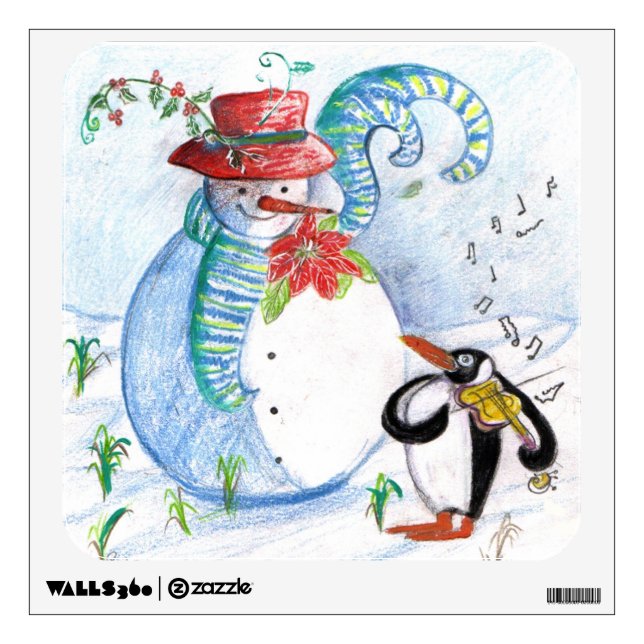 SNOWMAN AND PENGUIN'S WINTER SERENADE WALL DECAL (Front)