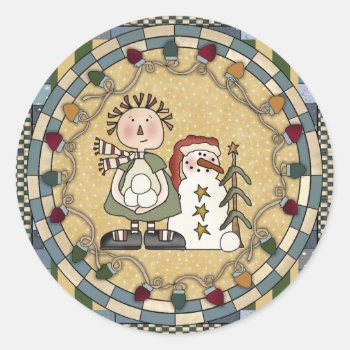 Snowman And Raggedy Doll Stickers - Customized by christmas_tshirts at Zazzle