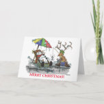 Snowman and Reindeer Holiday Card<br><div class="desc">Snowman and reindeer Fishing</div>