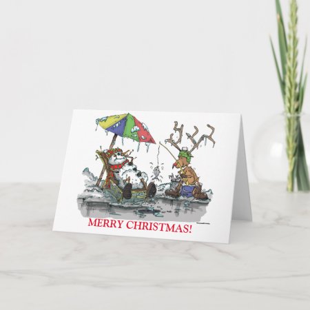 Snowman And Reindeer Holiday Card