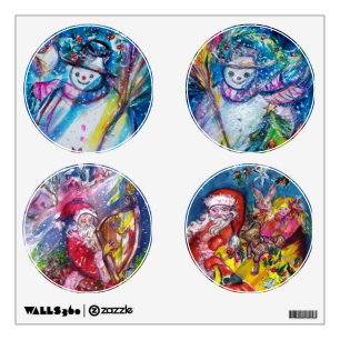 SNOWMAN AND SANTA CIRCLE CHRISTMAS COLLECTION WALL DECAL