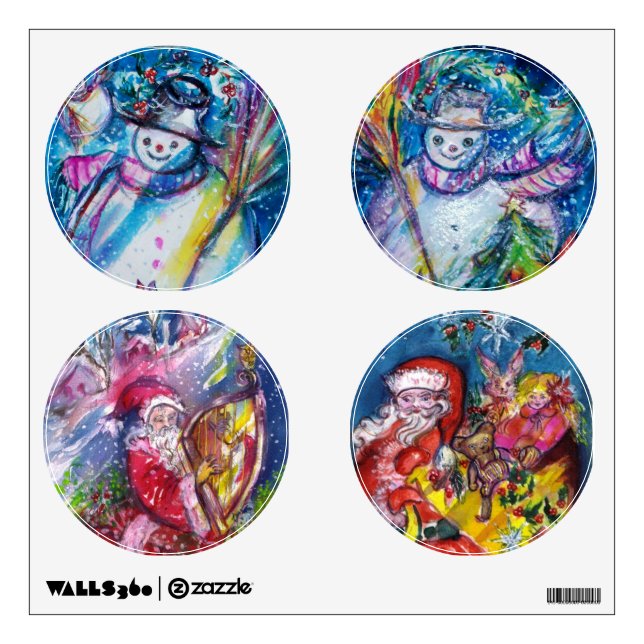 SNOWMAN AND SANTA CIRCLE CHRISTMAS COLLECTION WALL DECAL (Front)
