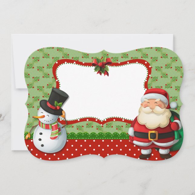 Snowman and Santa Claus Holiday Card (Front)