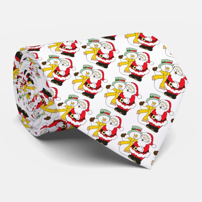 Snowman and Santa Claus Neck Tie (Rolled)