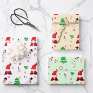 Snowman And Santa Claus Wrapping Paper Sheets