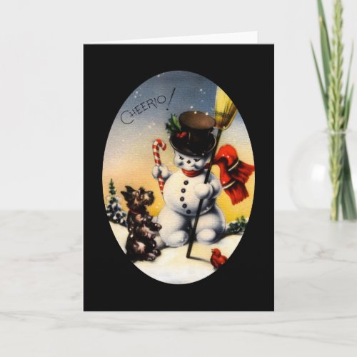 Snowman and Scotty Dog Cheerio Holiday Card