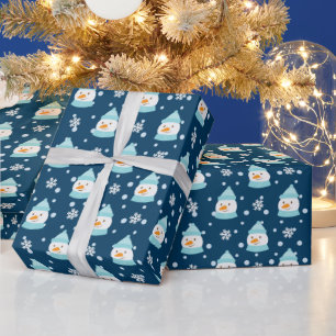 Snowman And Snow Flakes Pattern Wrapping Paper