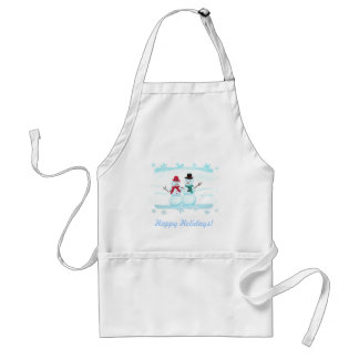 Snowman and Snow Lady Couple Holiday Apron